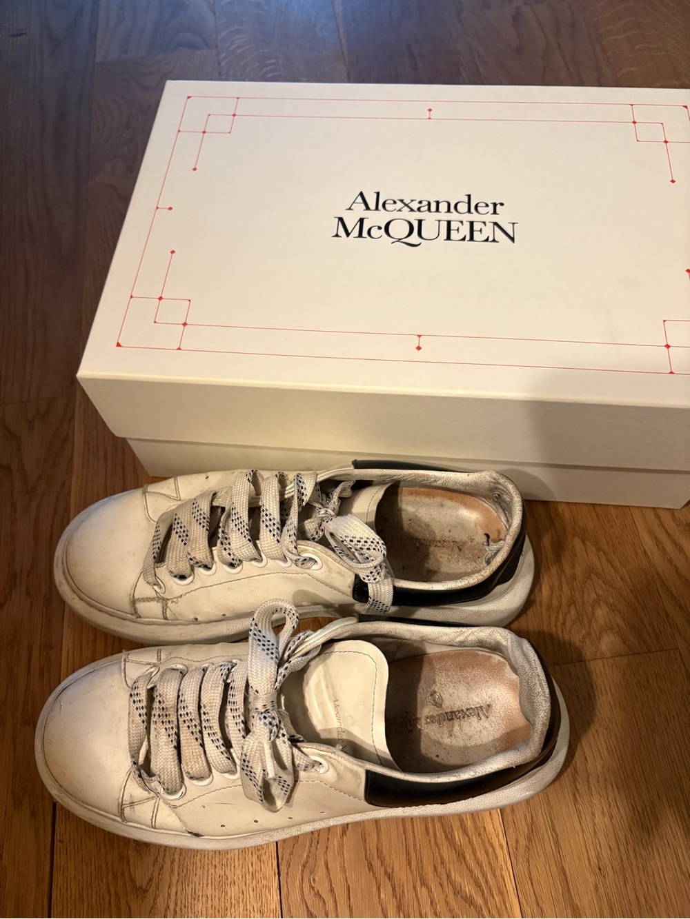 Alexander McQueen White Sneakers with Black Heel Accent